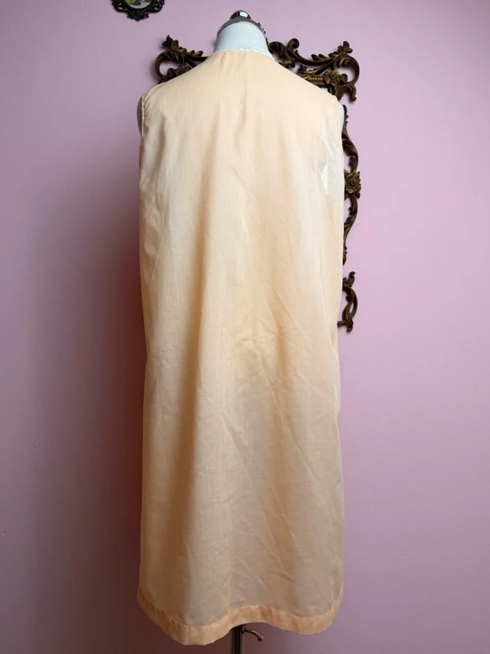 Sears Nightgown Vintage Peach Perma-Prest Eyelet Lace Nightie Medium 36 - Picture 5 of 9